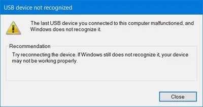 USB Device Not Recognized