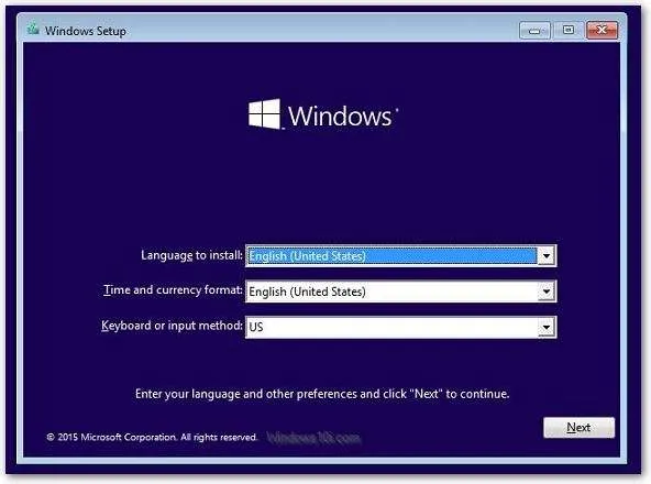 Windows 10 Install Screen