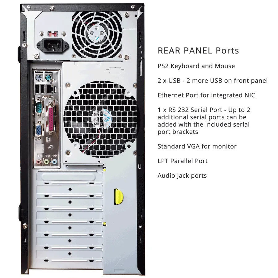 Rear I/O and expansions slots on RamPC 3 ISA computer